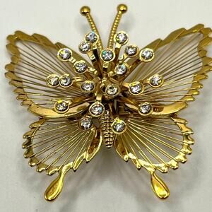 Vintage Monet Swarovski crystals butterfly brooch